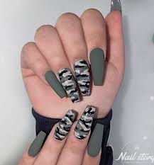 Matte Black Acrylic Nail Ideas 438 Best Nail Colors And Prints Images Nail Colors Nail Designs Cute Nails In 2020 Camouflage Nails Cute Acrylic Nails White Acrylic Nails