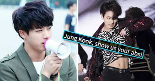 There are already 1 enthralling, inspiring and awesome images tagged with kim seokjin abs. Bts S Jungkook Had To Be Sexy So Jin Said Show Us Your Abs