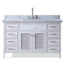 The elegant 52 inch bathroom vanity with the contrasting look of cherry wood finish and decesare 55″ single bathroom vanity set with tempered glass top and mirror by mercury row. Ariel D055s Vo Wht Kensington 55 Inch Single Sink Vanity Ariel D055s Vo Gry Kensington 55 Inch Single Sink Vanity
