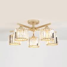Ceiling lights chandeliers sconces vanity lights linear. Cylinder Ceiling Light Modern Fashion Crystal 3 5 Lights Semi Flush Mount In Gold For Coffee Shop Beautifulhalo Com