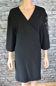 Women S Elegant Blak 3 4 Sleeved Plain Black Embellished Wrap Dress Size 12 Fashion Clothing Shoes Accessories Womensclo Dresses Clothes For Women Fashion