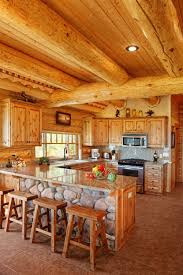 Log Home Kitchen Love The Cobblestone Bebe Modern Kitchen With A Rustic Look Love The Some Fron Log Home Kitchens Log Cabin Kitchens Log Cabin Homes