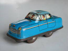Vintage Technofix Western Germany Tin Litho Wind Up Track Car Hojalata