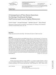 A Comparison Of Two Home Exercises For Benign Positional Vertigo Half Somersault Versus Epley Maneuver At Home Workouts At Home Exercises Health Info