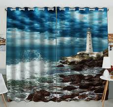 Choose your favorite beach scene paintings from millions of available designs. Phfzk Nautical Beach Window Curtain Lighthouse Ocean Wave Rocky Beautiful Scene Window Curtain Blackout Curtain For Bedroom Living Room Kitchen Room 52x84 Inches Two Piece Walmart Com Walmart Com