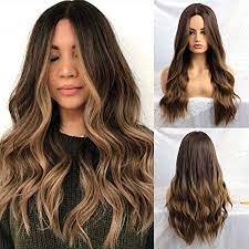The lower down your hair the two meet, the safer your look will be. Amazon Com 24 Inches Ombre Brown Wig Synthetic Long Wigs For Women Natural Wave Hair Wigs Middle Part Heat Resistant Natural Looking Wigs Beauty
