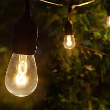 Patio Lights Warm White Flexfilament Led Patio String Lights S14 Bulbs On Black Wire