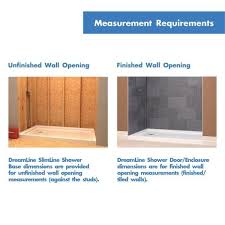 Maax offers shower bases in a variety of installation types, shapes and styles to suit your bathroom needs. Dreamline Slimline 48 In W X 32 In D Single Threshold Shower Base In White Dlt 1132480 The Home Depot