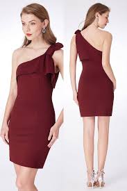 Only 49 Bridesmaid Dresses Simple One Shoulder Burgundy Cocktail Dress For Party Ep04020bd At Gemgrace View More Special Bridal Disenos De Unas Adolescentes