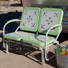 Coral Coast Paradise Cove Retro Metal Outdoor Glider Loveseat Outdoor Glider Retro Patio Furniture Metal Patio Furniture