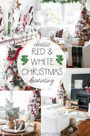32 festive christmas living room decor ideas to celebrate the holidays with style capitalize on a white setting by decking the tree with cottony faux snow. Red White Christmas Decorating New Living Room Tour The Happy Housie