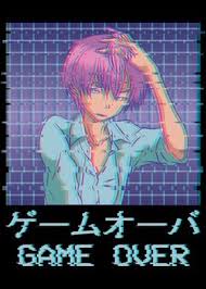Anime png transparent backgrounds images. Sad Anime Boy Retro Glitch Poster By Aestheticalex Displate