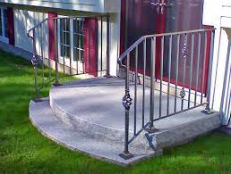 Aluminum is available in many different colors and finishes. Rock A Round Step Guys Handrails For Concrete Steps Cement Steps Concrete Steps