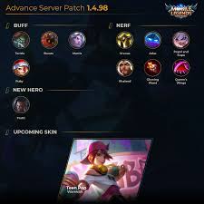 This application can be only used on android devices. Patch 1 4 98 Advanced Server Mobile Legends Bang Bang Facebook