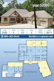 French Country Style House Plan 52005 With 4 Bed 4 Bath 3 Car Garage Country Style House Plans Craftsman House Plans Basement House Plans
