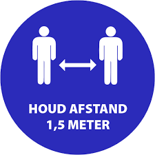 Helaas ook in de gebieden waar rendon actief is. Pictogram Sticker Corona Houd Afstand 9cm