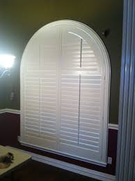 3 1 2 Louvered Real Wood Arched Shutters With Decorative Frame This Window Was 6 Ft Wide By 8 Ft Tall House Blinds Arched Window Treatments Blinds Design