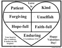 From christian preschool printables match the hearts to different outlines and read the different values of love. Free Bible Coloring For Valentine S Day Printable Christian Valentines Day Cards