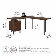 The robert william mid century modern collection. Architect 60w L Shaped Desk With Drawers In Modern Walnut Engineered Wood Acd260mw 03k