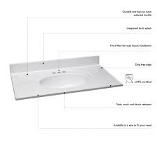 Check spelling or type a new query. Design House Cultured Marble Vanity Top 49x19 Solid White Walmart Com Walmart Com