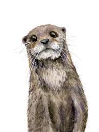 Cute Otter Print Otter Painting Otter Home Decor Animal Poster Digital Otter Art Print Sea Otter Gift Otter Nursery Animal Portrait Art In 2021 Otter Art Animal Portraits Art Otter Drawing