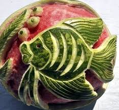 Fish Carved In Watermelon Fruit Carving Watermelon Carving Vegetable Carving