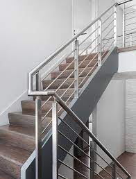 Brushed metal surface with water drops. Stainless Steel Handrail Steel Railing Design Balcony Railing Design Modern Stair Railing