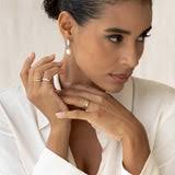 Baroque Pearl Chunky Hoop Earrings Silver