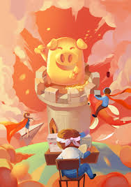 金猪贺岁 插画师胜胜 原创作品 视觉中国 shijueme character pikachu art