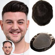Amazon.com : LYRICAL HAIR Toupee for Men Full Injected PU Human Hair System  Thin Skin Mens Toupee Transparent Poly Male Protheses Hair Mens Hair Piece  Wig 6"X8" #1 Jet Black-120% Medium Light