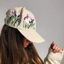 Hand Embroidered Hat Custom Text Baseball Cap Floral Hat Etsy In 2021 Custom Baseball Hats Embroidered Hats Hat Embroidery
