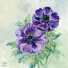 Anemone Flower 2016 Oil Painting By Daria Galinski Painting Hand Painting Art Canvas Paintings For Sale