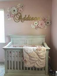 Roommates nursery wall decals apply in just seconds and can be repositioned at any time. Set Of 10 Paper Wall Flowers In Blush And White Gold Center In White Flowers With White Leaf Baby Girl Nursery Room Rustic Baby Girl Nursery Baby Room Decor