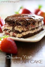 No Bake Strawberry Nutella Eclair Cake Chef In Training Recipe Desserts Eclair Cake Nutella Recipes