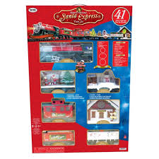 11 piece battery operated classic christmas train set this train set uses all the christmas colours bright reds, greens and gold's making train sets are an eye catching christmas decoration which everyone will enjoy. Santa Express Train Set 41 Pieces Walmart Com Walmart Com
