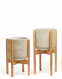 Plant Stand With Cement Pot Plant Stand With Concrete Pot Pot With Stand Cement Planter Cement Plant Pot Modern Planter Concrete Pots Mid Century Modern Planter Wood Plant Stand