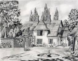 Beautiful Black And White Nature Drawing Scenic House Sketch By Babermughal On Deviantart Nature Sketches Pencil Drawing Scenery Pencil Drawings Of Nature