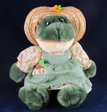 Walmart Plush Stuffed Green Girl Frog W Flowered Dress Straw Hat Animal Ebay Animal Plush Toys Animals Pet Toys