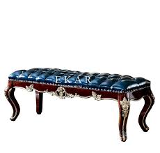 Antique foot stool, ottoman, sewing with teddy bears. Antique Classic Design Leather Upholstered Bench Footstool Ottoman Bed End Stool Bench