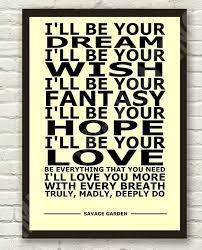 Savage Garden Truly Madly Deeply Lyric Art By Therealpopart 4 99 Wine List Viognier Cabernet Sauvignon