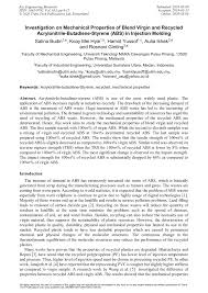 Vast network of reputable vendors that leave our customers satisfied time and time again. Pdf Investigation On Mechanical Properties Of Blend Virgin And Recycled Acrylonitrile Butadiene Styrene Abs In Injection Molding