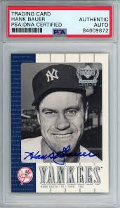2000 UPPER DECK YANKEES LEGENDS HANK BAUER AUTO CARD PSA DNA