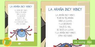 Poster La Arana Incy Wincy Teacher Made