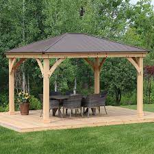 Yardistry 12 Ft X 14 Ft Meridian Gazebo Ym11772 The Home Depot In 2021 Diy Gazebo Pergola Patio Backyard Patio