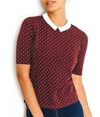 Pimentez vos looks avec l'élégant les femmes shirt col claudine blanc disponible sur alibaba.com. Top Femme Coloris Bordeaux A Pois Blanc Col Claudine Rond Bizzbee Coup De Coeur Mode 2021