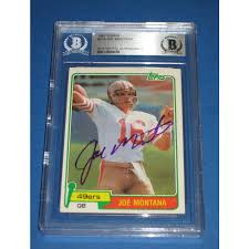 This 1981 topps card is both joe montana's rookie and most expensive card. Joe Montana Signed 1981 Topps Rookie Card 216 Beckett Authenticated Rookie Sig