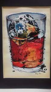 Glass Of Whiskey Painting Using Water Color And Acrylic Paints Whiskey Painting Painting Painting Tutorial