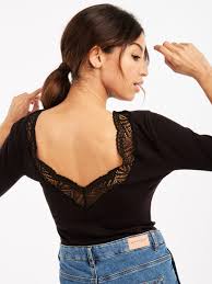 Body avec armatures pour femme bleu. Body Manches 3 4 Avec Dos Dentelle Noir Femme Naf Naf