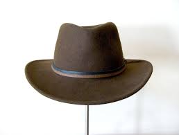 Country Gentleman Dark Brown Wool Felt Hat Outback Style Etsy Western Hats Mens Fedora Gentleman