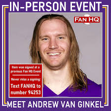 Andrew Van Ginkel Autographed Minnesota Vikings Speed Mini Helmet